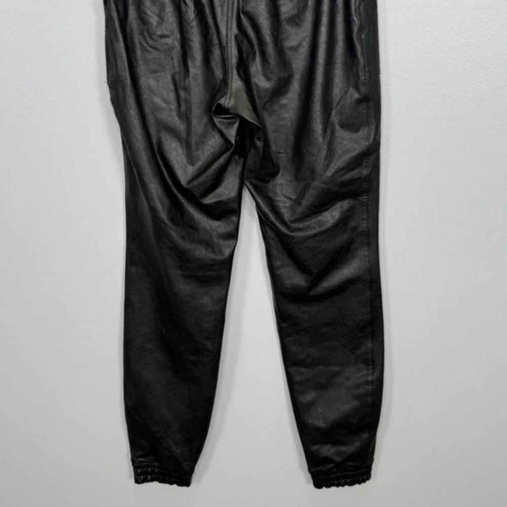 Spanx Faux Leather Jogger Pants Size Medium Black Pull On High Rise Casual Chic - Picture 8 of 11